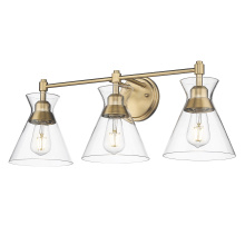 Golden 0511-BA3 BCB-CLR - Golden Lighting Malta 3-light Vanity in Brushed Champagne Brass